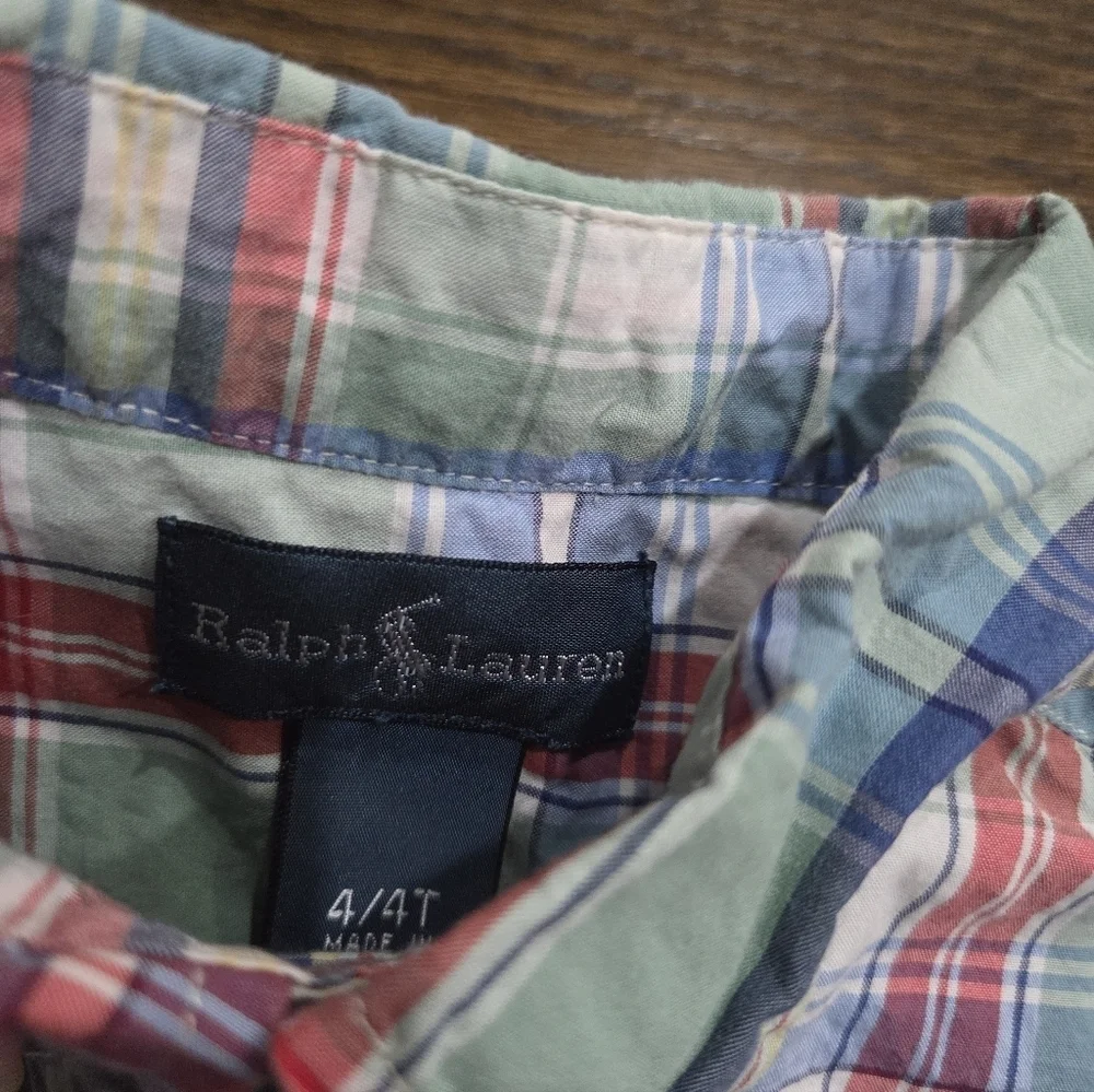 Ralph Lauren Plaid Short Sleeve Button Down  Shirt Sz.4T